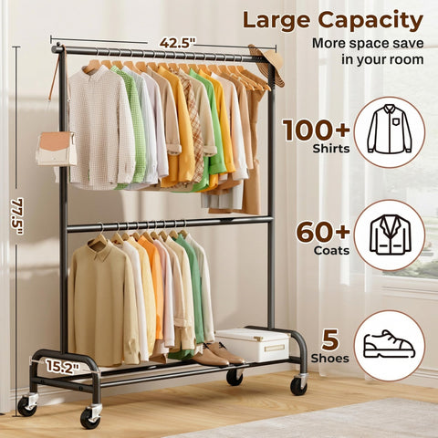 MISSLO space-saving closet system fits the 42.5W x 77.5H x 15.2D footprint.