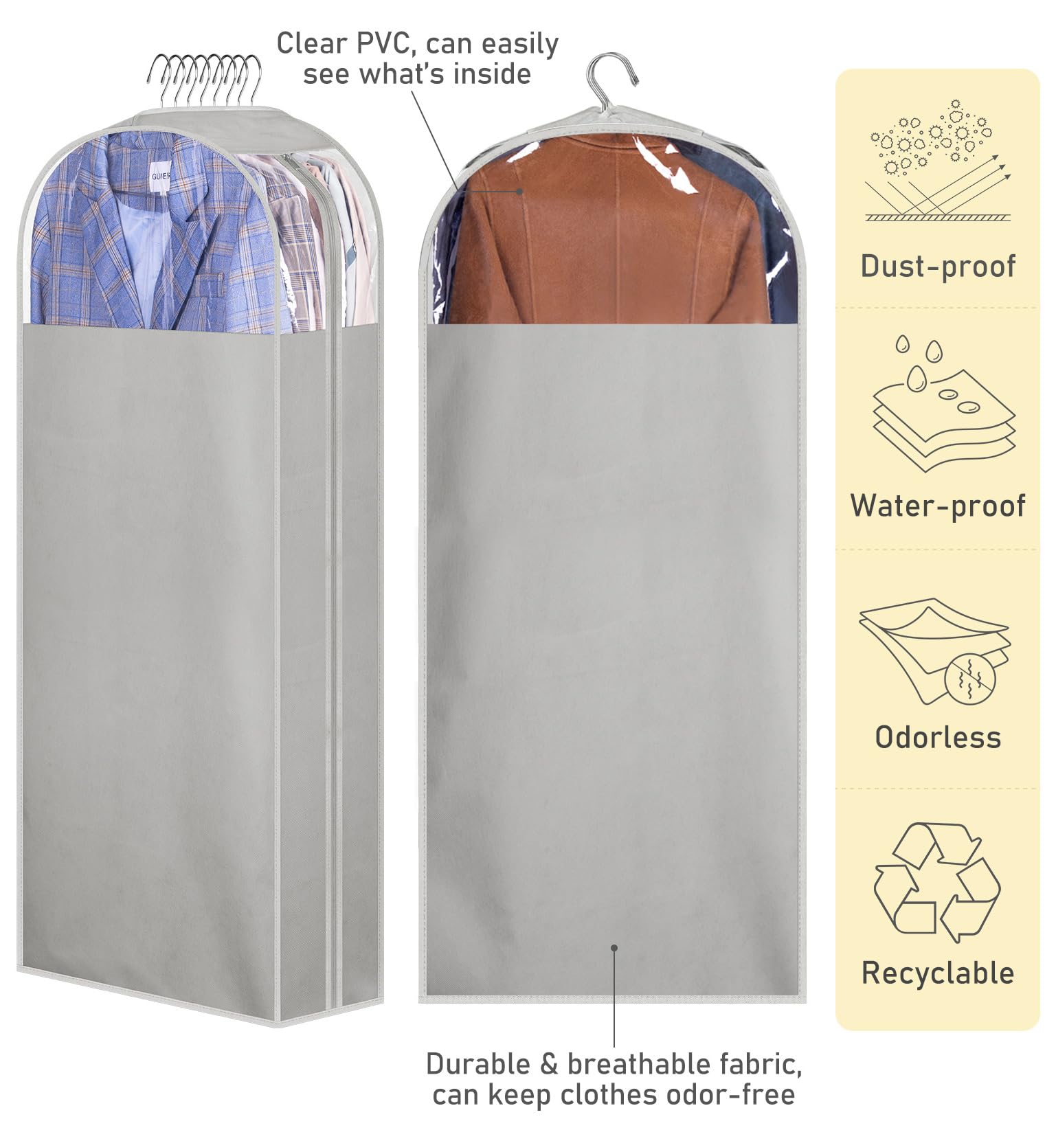 MISSLO spacious long dress bag helps organize coats, suits, and gowns.