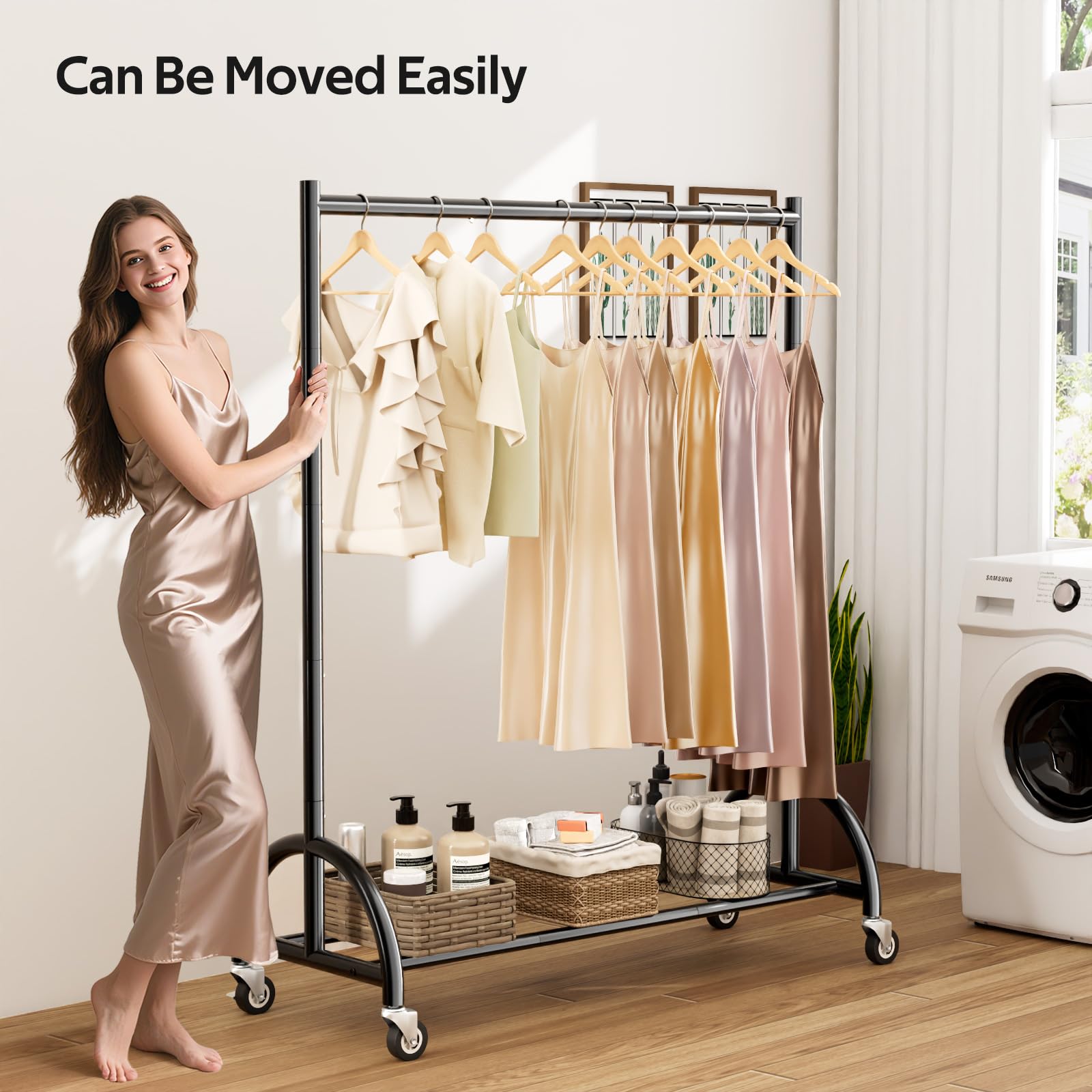 MISSLO tall rail accommodates garments of various lengths