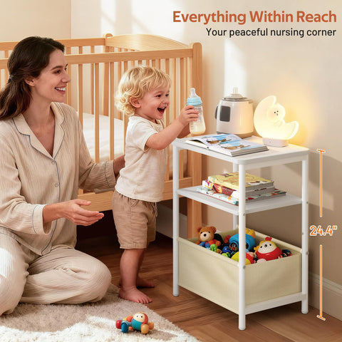 MISSLO nightstand shows rounded edges for safe play and calm design