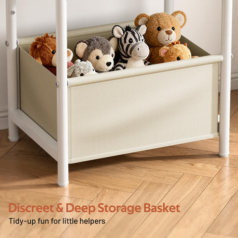 MISSLO white finish complements nursery decor while providing practical storage