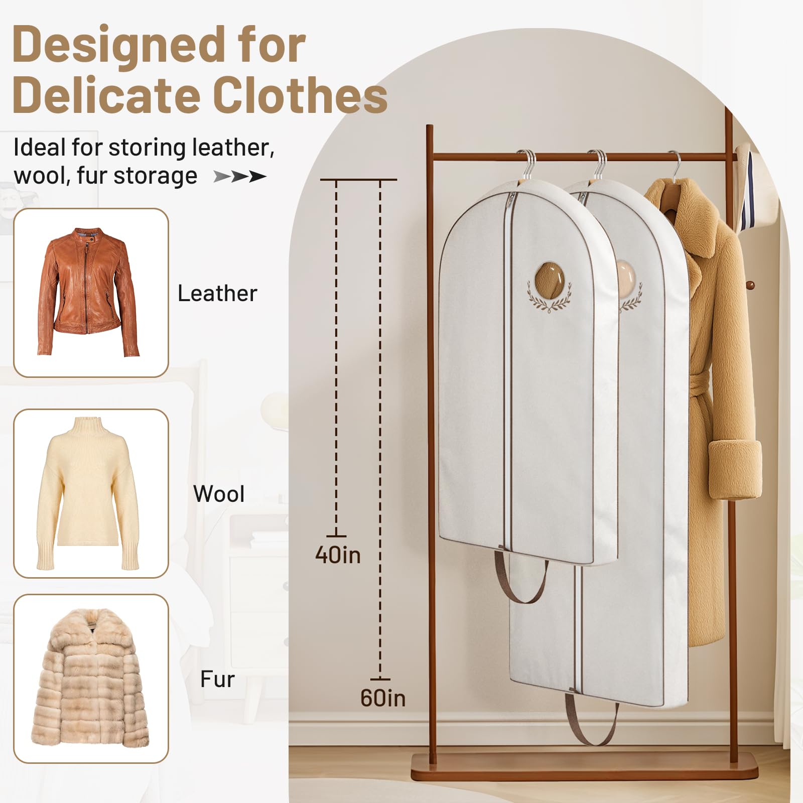 MISSLO 3-4 garments organized closet with vertical stitching detail