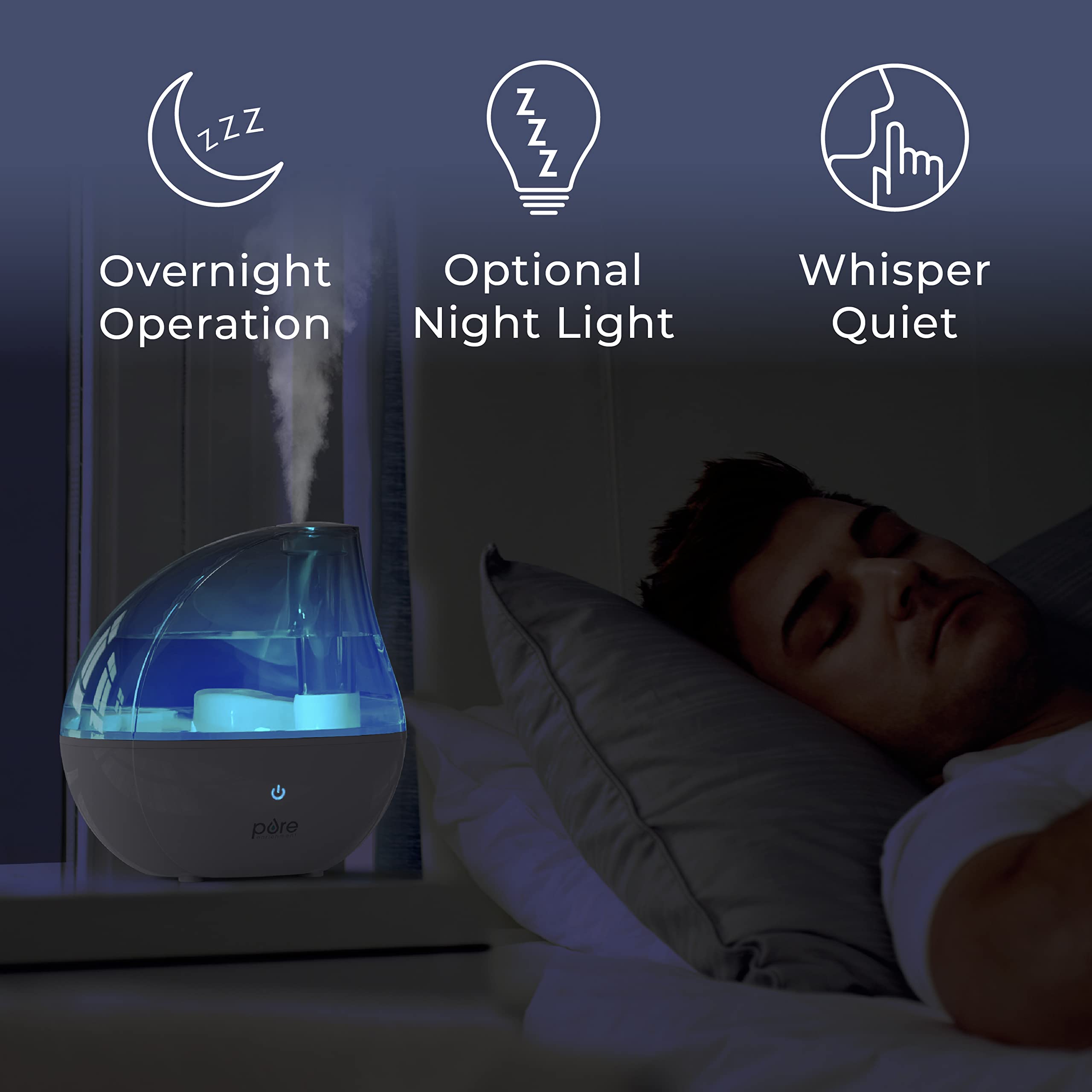 MistAire Silver humidifier on an office desk providing comfortable air during work.