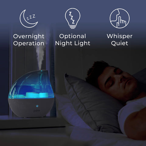 MistAire Silver humidifier on an office desk providing comfortable air during work.