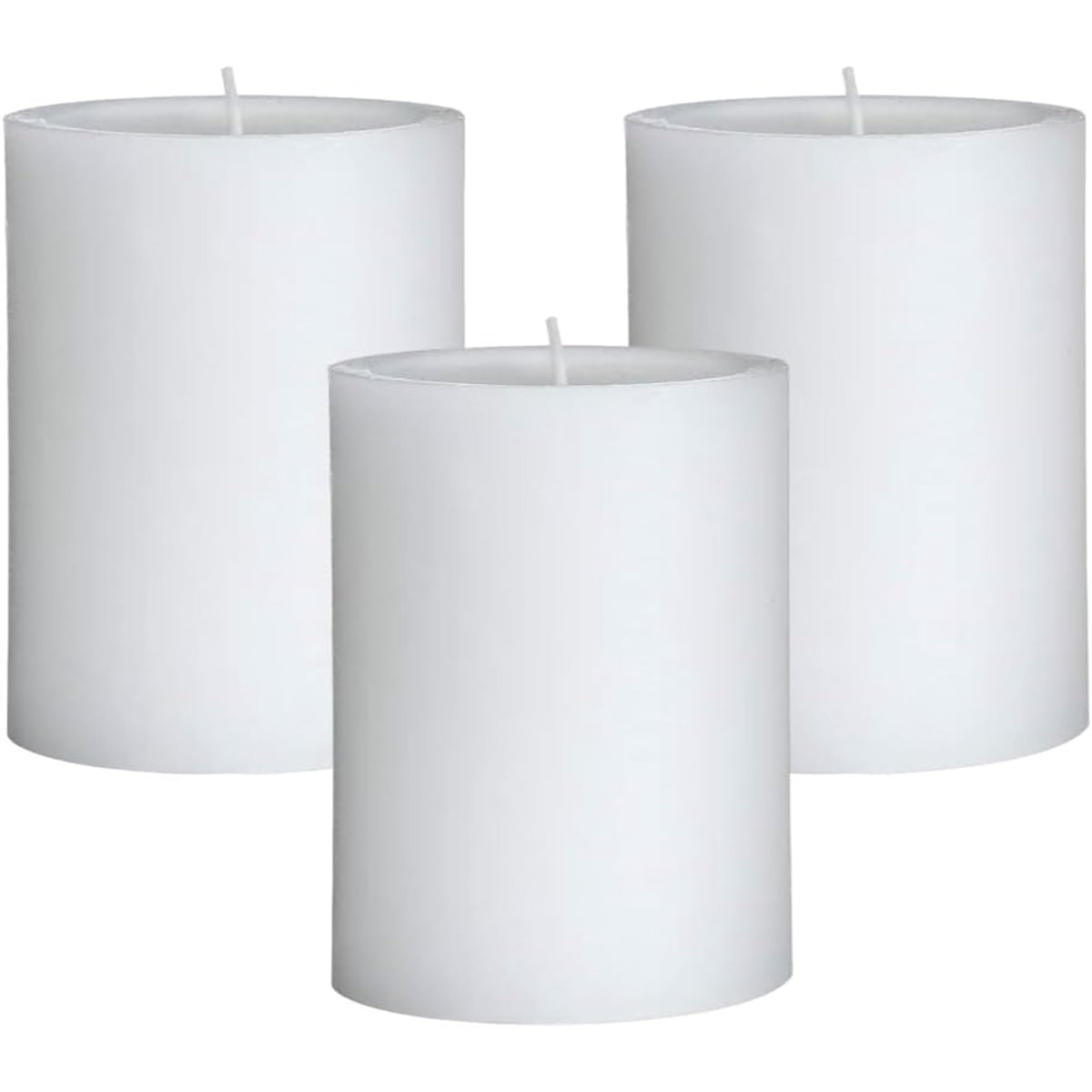 Mister Candle citronella pillar 3x4 – front view showing elegant white design for patio decor.