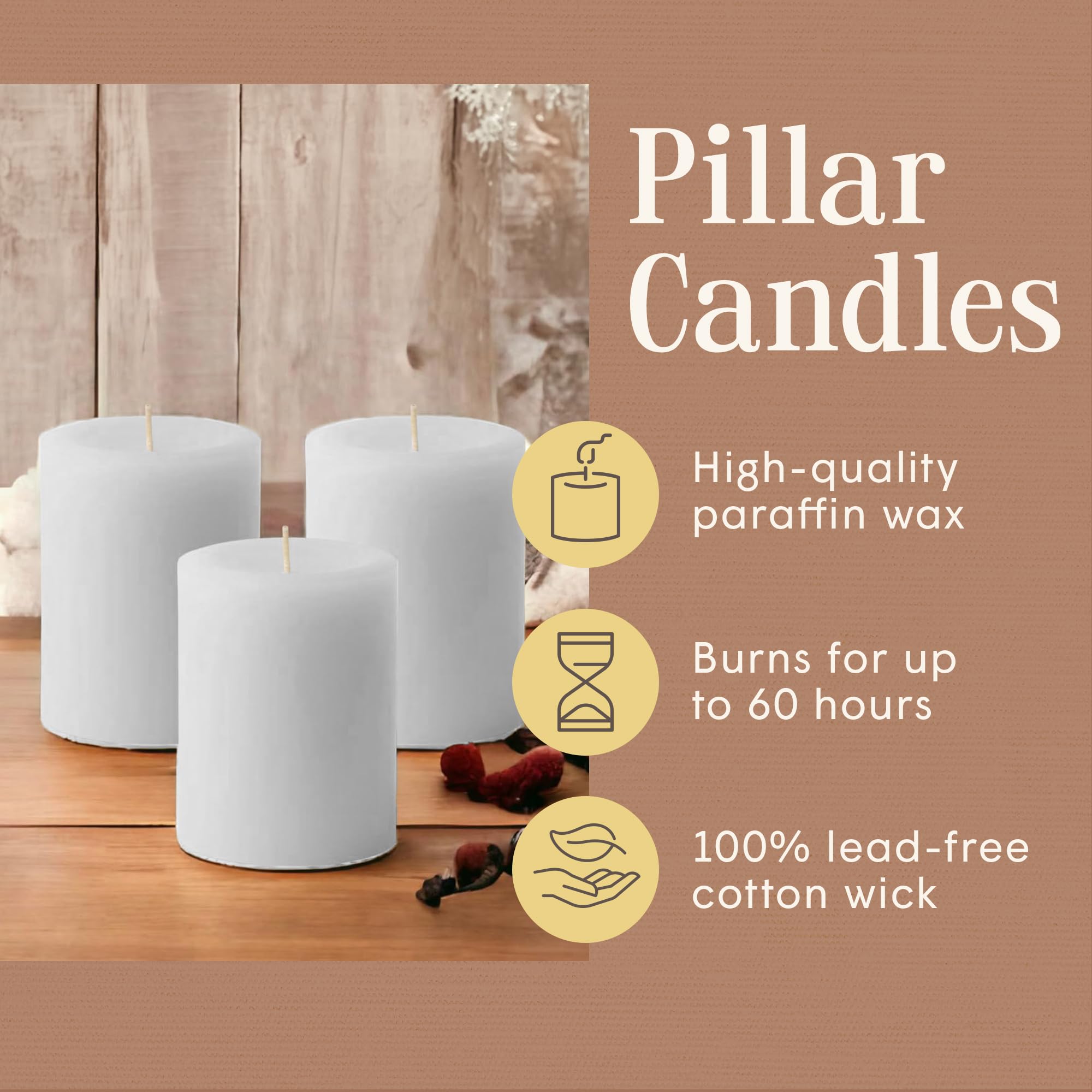 Mister Candle citronella pillar 3x4 – closeup on wick and premium wax texture.