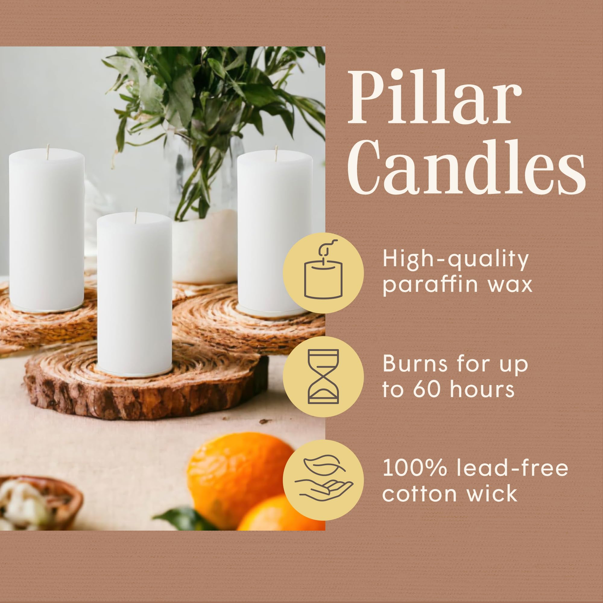 Mister Candle lead-free cotton wick candle in white pillar for clean burn