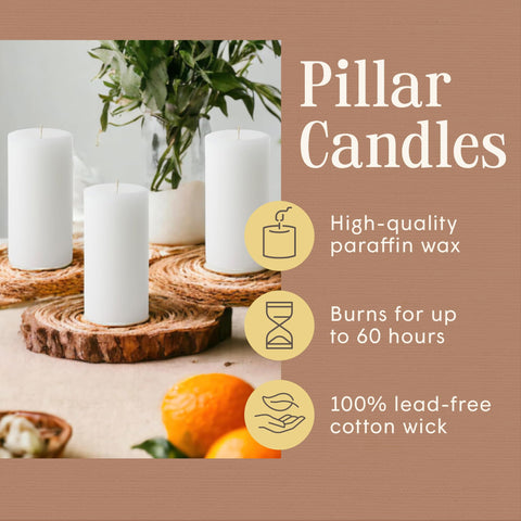 Mister Candle lead-free cotton wick candle in white pillar for clean burn