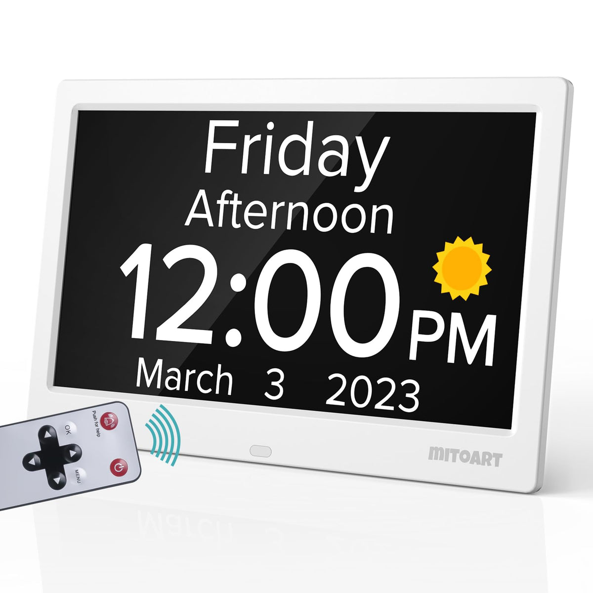 Mitoart clock with a clear screen for easy reading at a glance.
