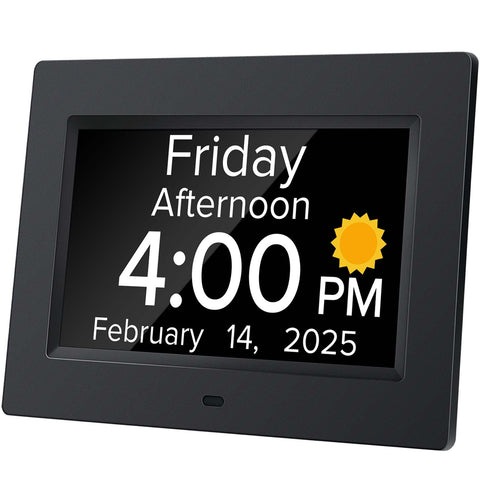 Mitoart digital alarm clock 7-inch display aids clear readability for seniors at a glance.