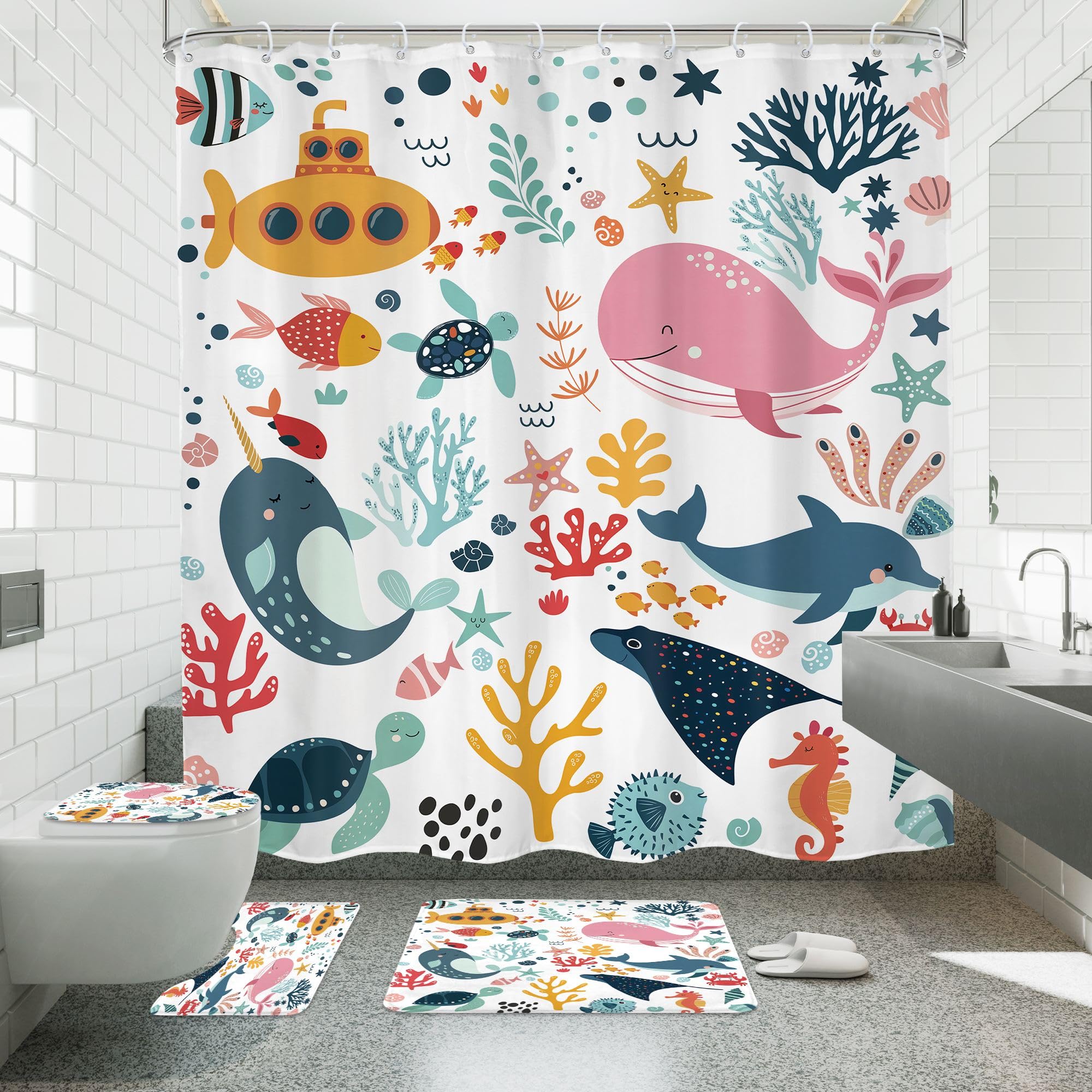 Mitpok toilet lid cover with underwater art brightens any bathroom.