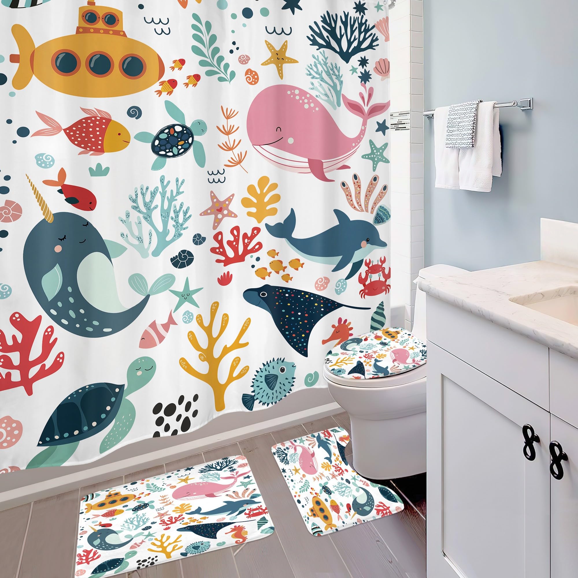 Mitpok U-shape mat cushions around the toilet for little legs.