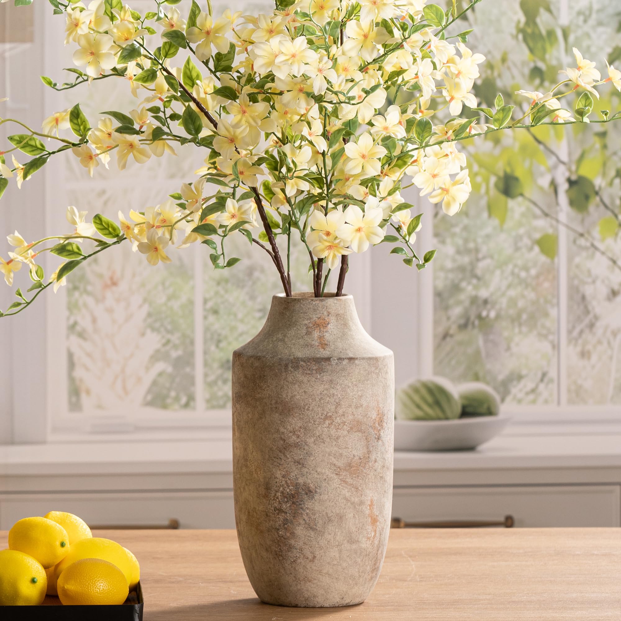 Mitt&Ditt ceramic flower vase front view with off-white glaze, ideal for modern living rooms.