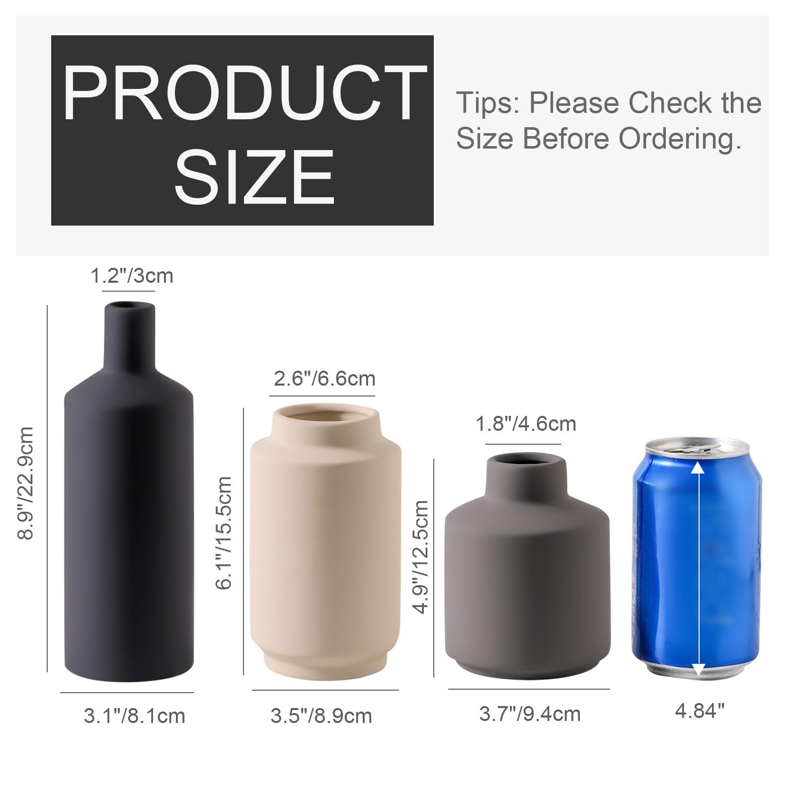 Mitt&Ditt ceramic vase set 3 medium size perfect for shelf decor.