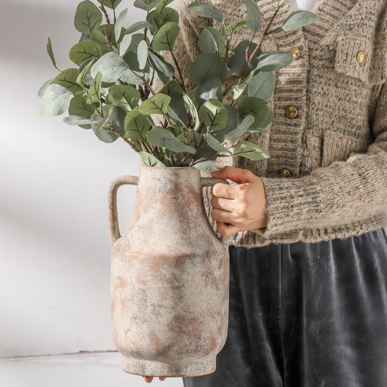 Mitt&Ditt handcrafted glazed vase adds texture with a modern rustic finish.