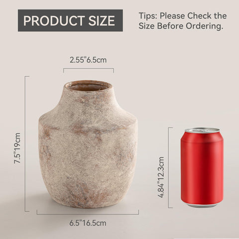 Mitt&Ditt handcrafted weathered vase with rustic glaze on a shelf