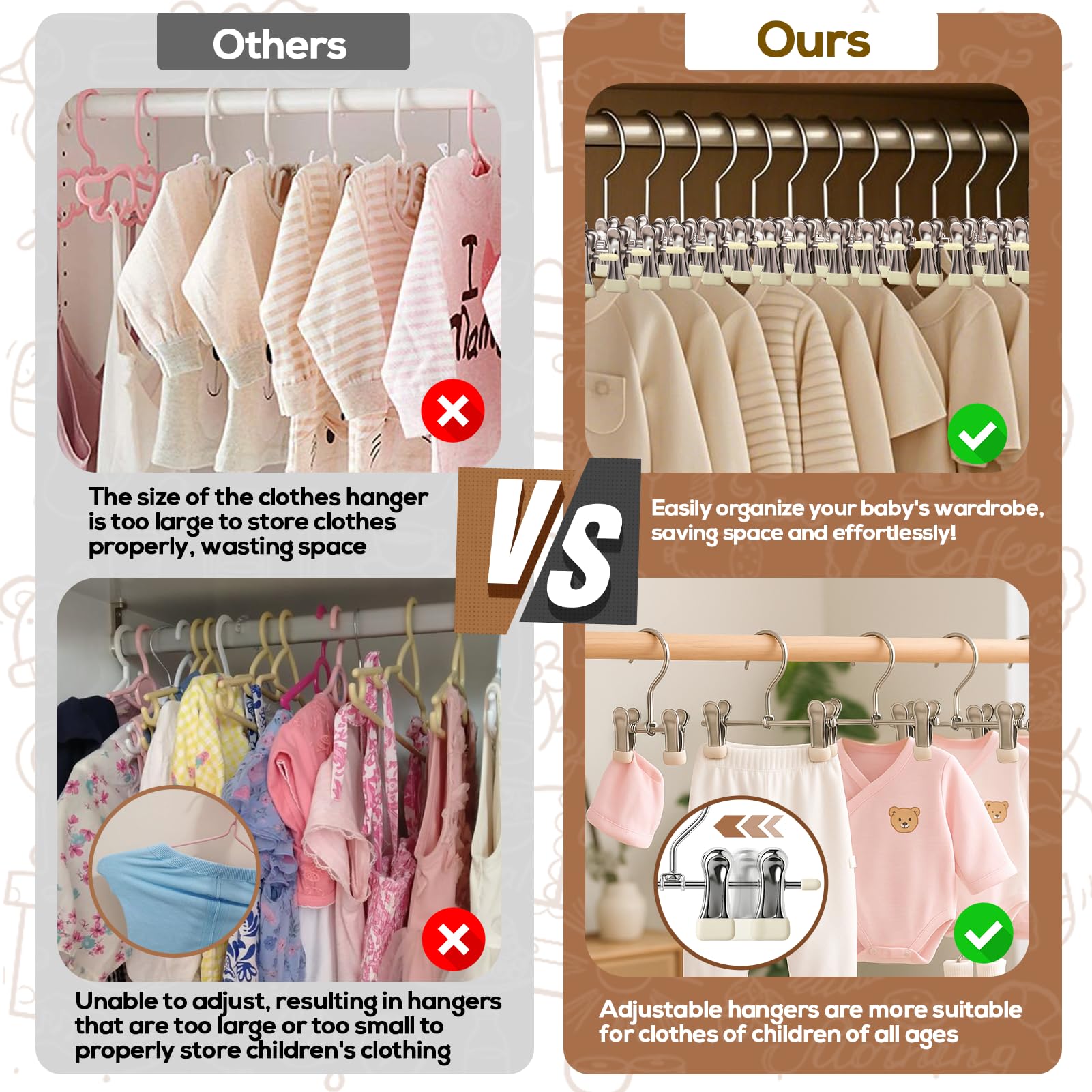 Mity Rain adjustable spacing ensures a perfect fit for various infant clothes.