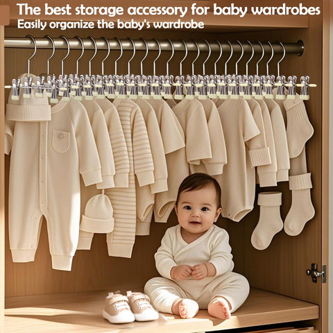 Mity Rain versatile hangers accommodate onesies to dresses without shoulder dimples.