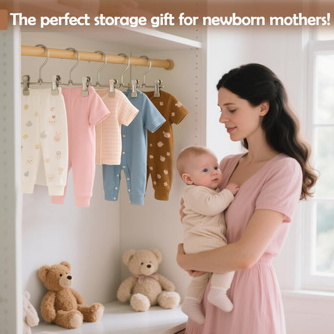 Mity Rain gift-ready set helps new moms tidy and access outfits quickly.
