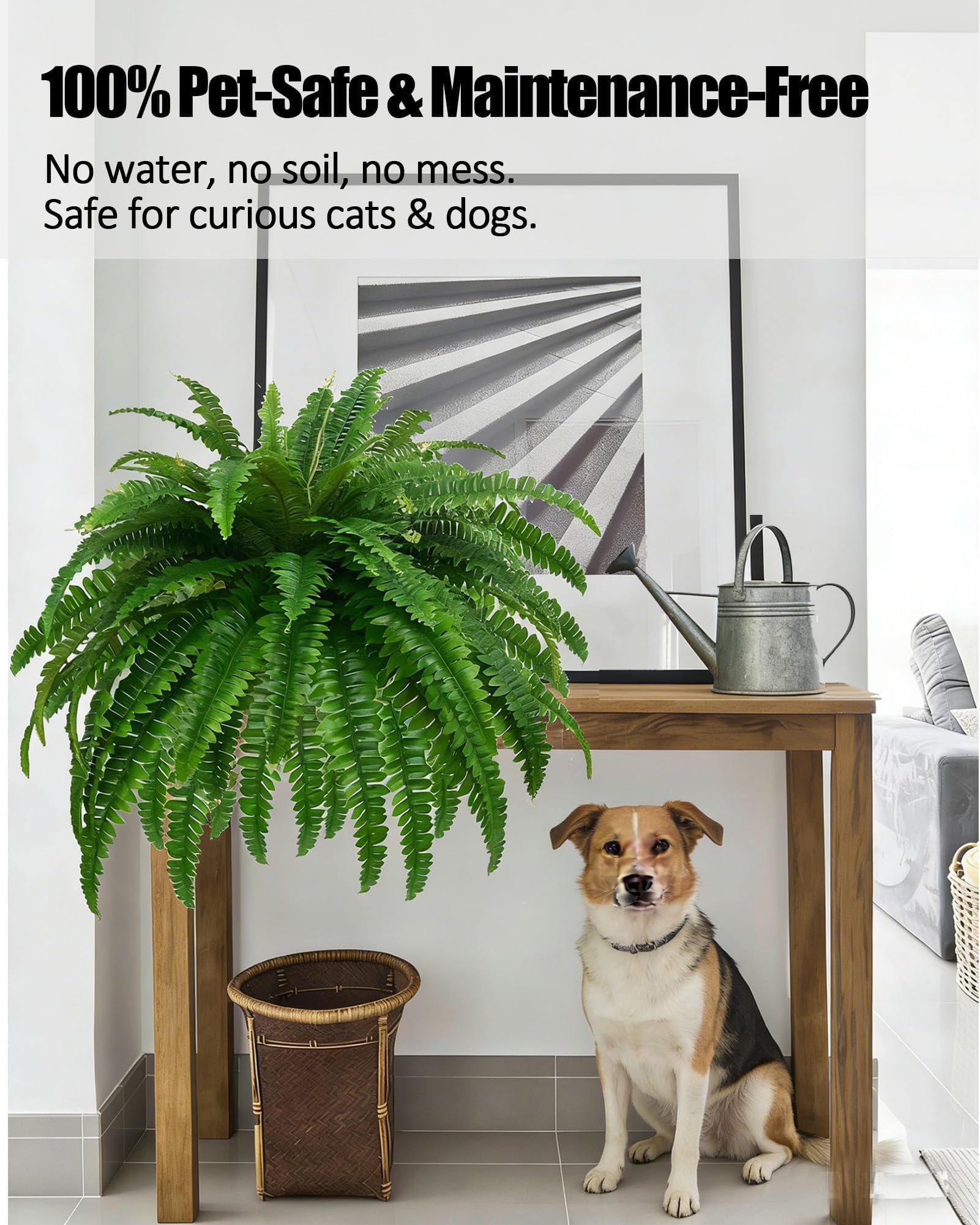 Large 88-branch faux fern stays full with minimal maintenance