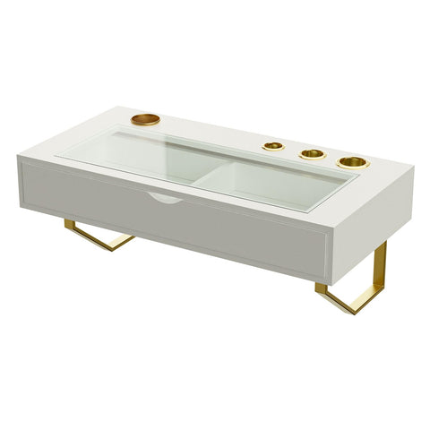 MIUJOTI floating vanity table front view showing space-saving wall mount for small rooms
