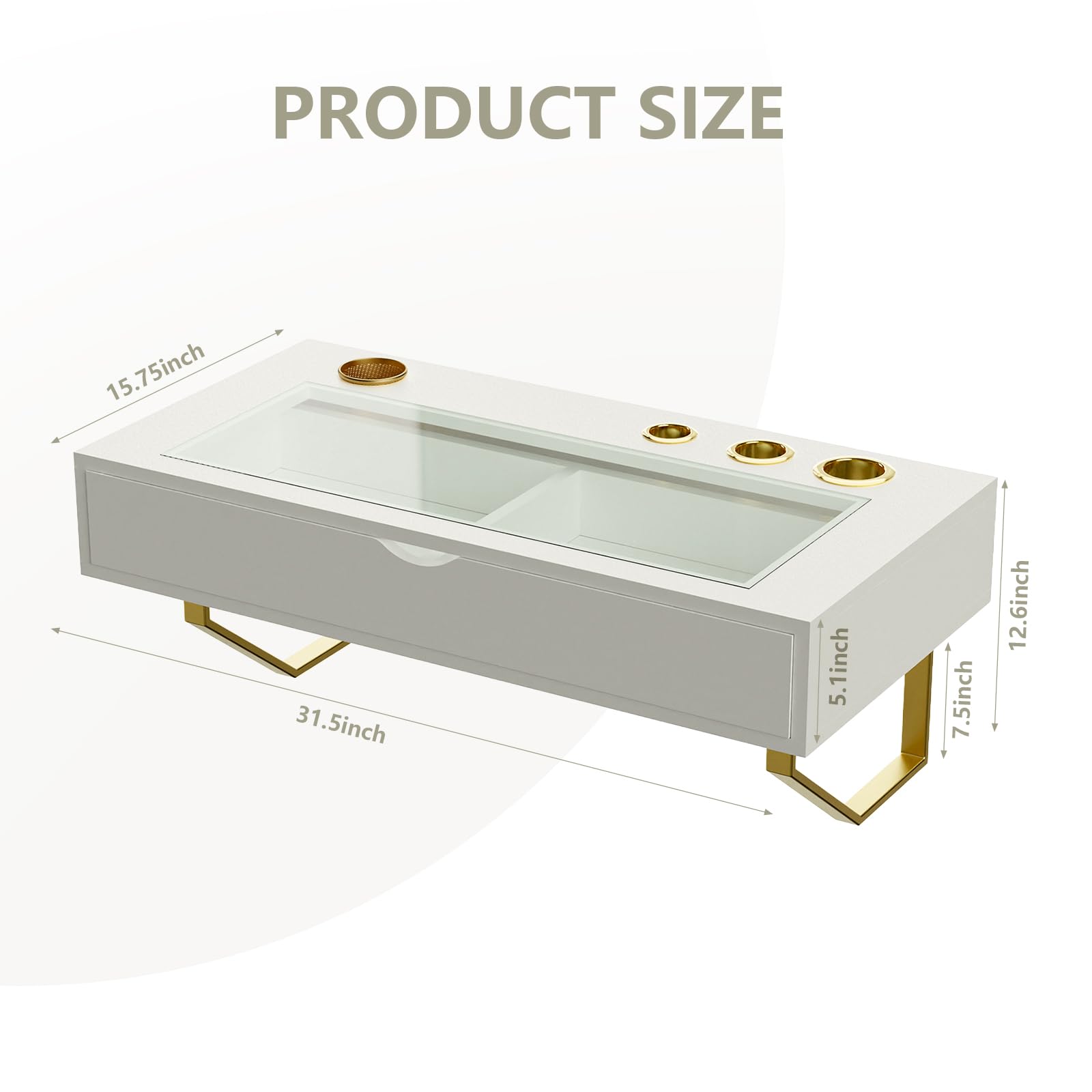 MIUJOTI floating vanity with glass desk surface adds a modern, luminous touch