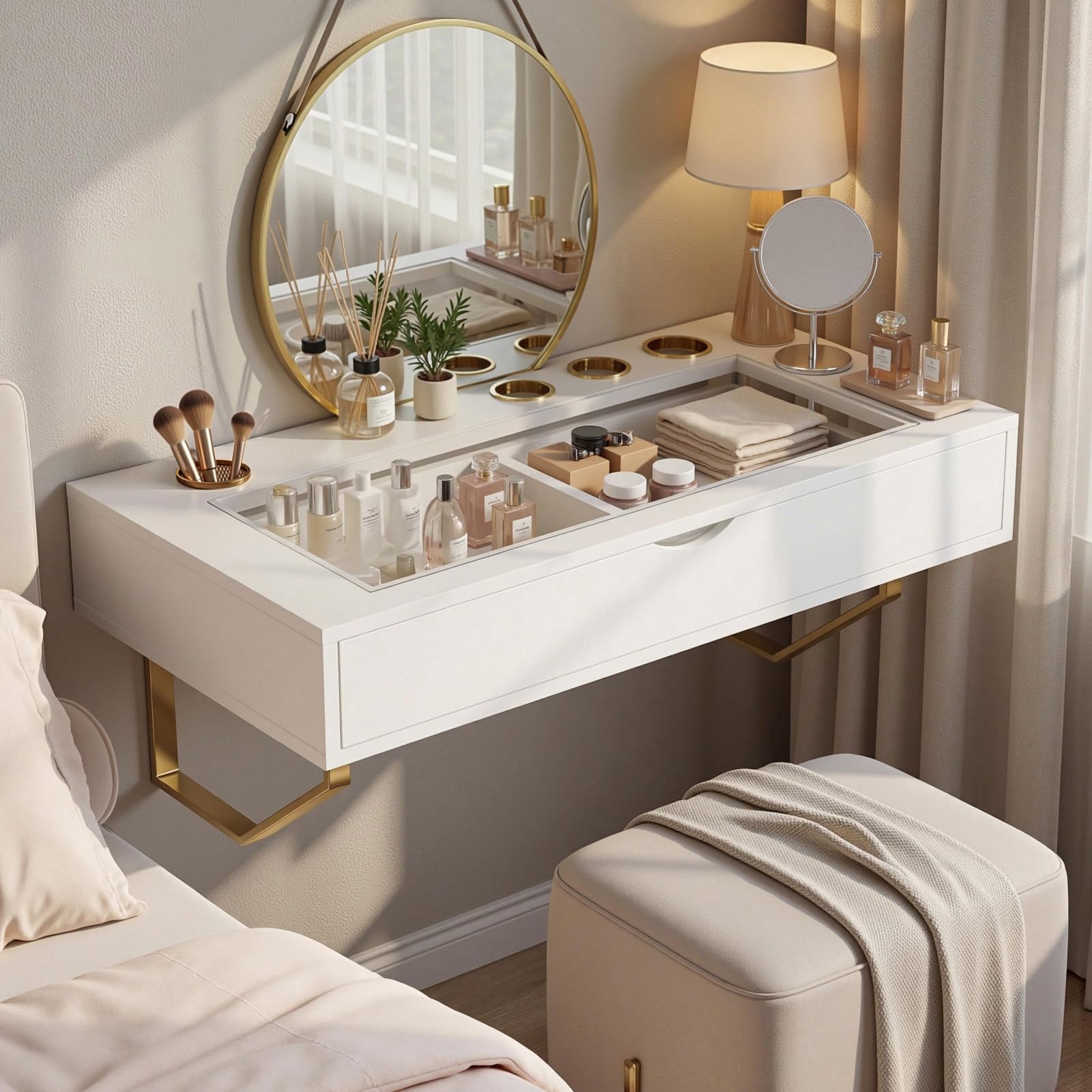 MIUJOTI wall-mounted setup reduces clutter while creating a clean workspace