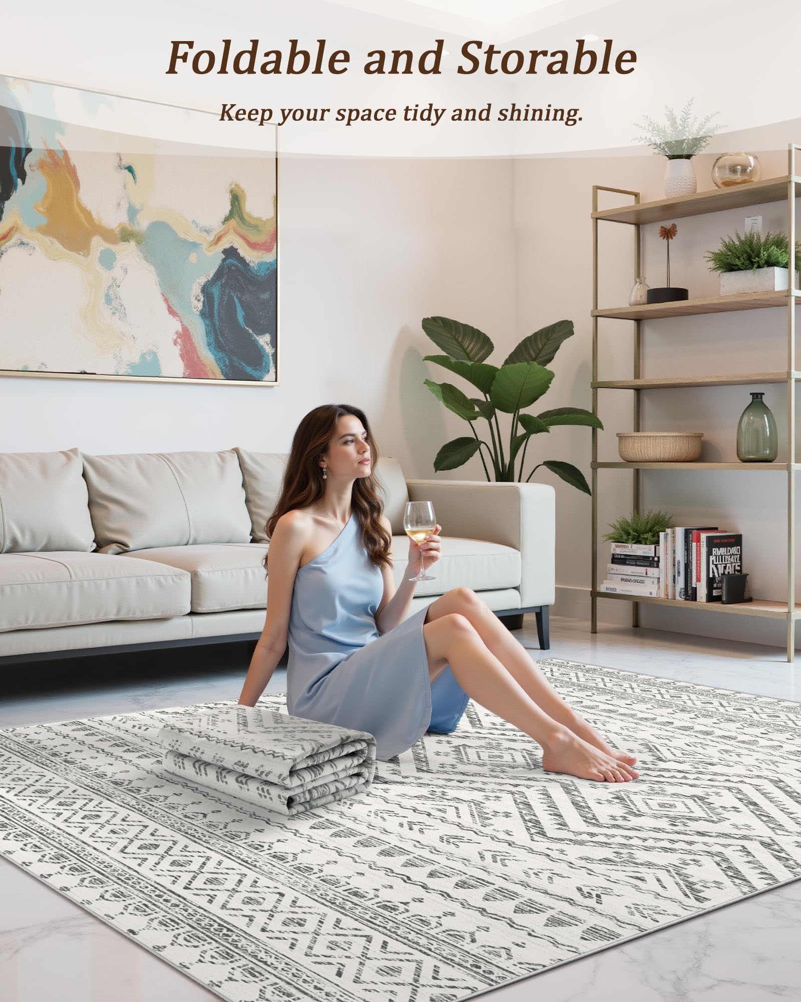 Miukiki soft fibers create comfortable foot feel in high-traffic rooms.