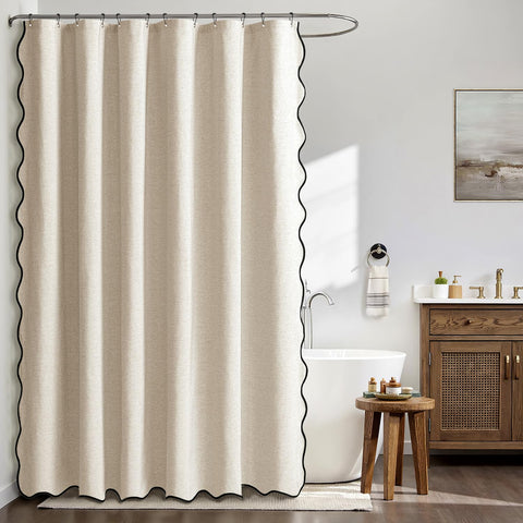 MIULEE shower curtain with 12 reinforced metal hooks for smooth, rust-resistant setup.