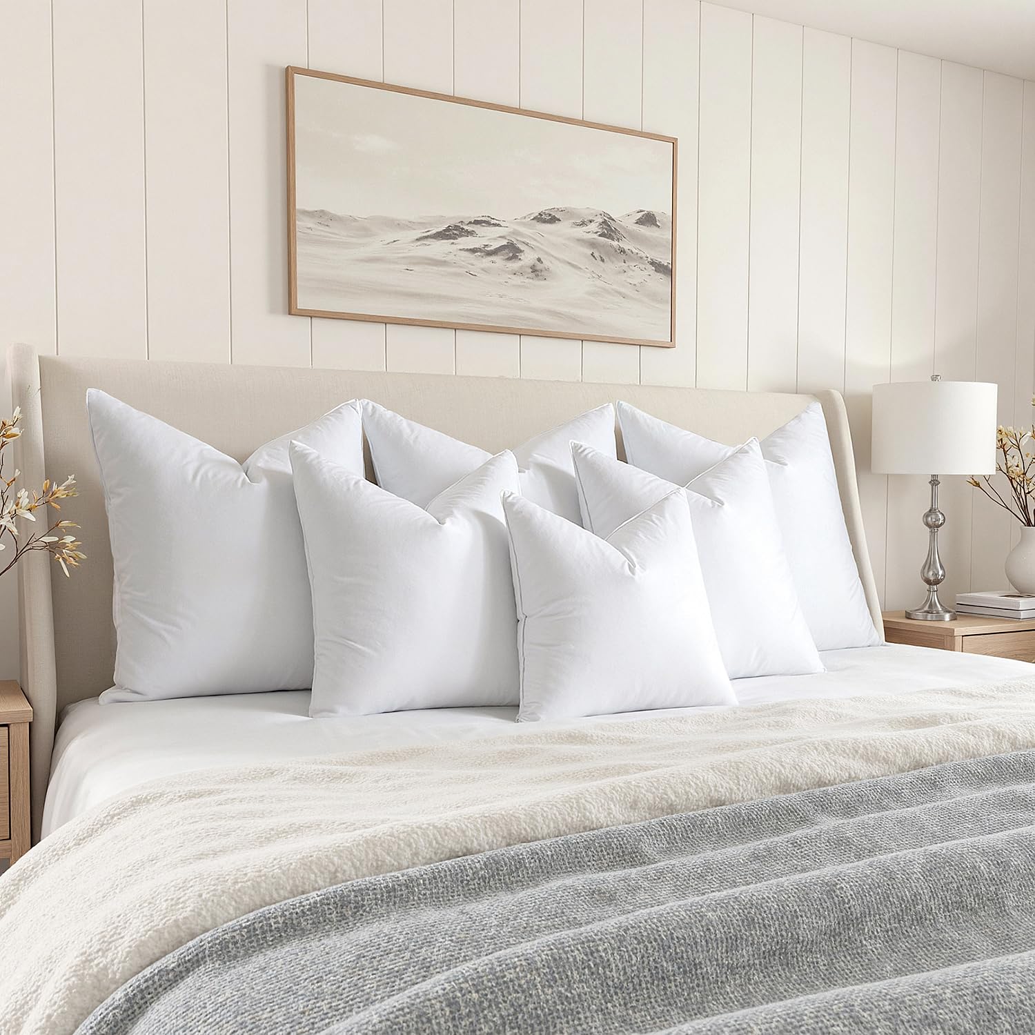 MIULEE 18x18 pillow insert resting on bed reinforces relaxed bedtime moments.