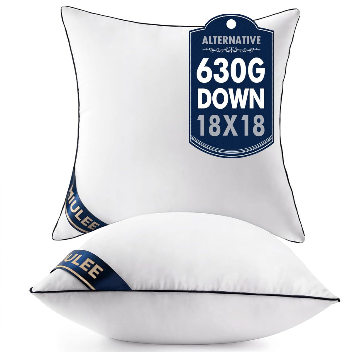 MIULEE 18x18 pillow inserts with navy piping for elegant decor and cozy support.