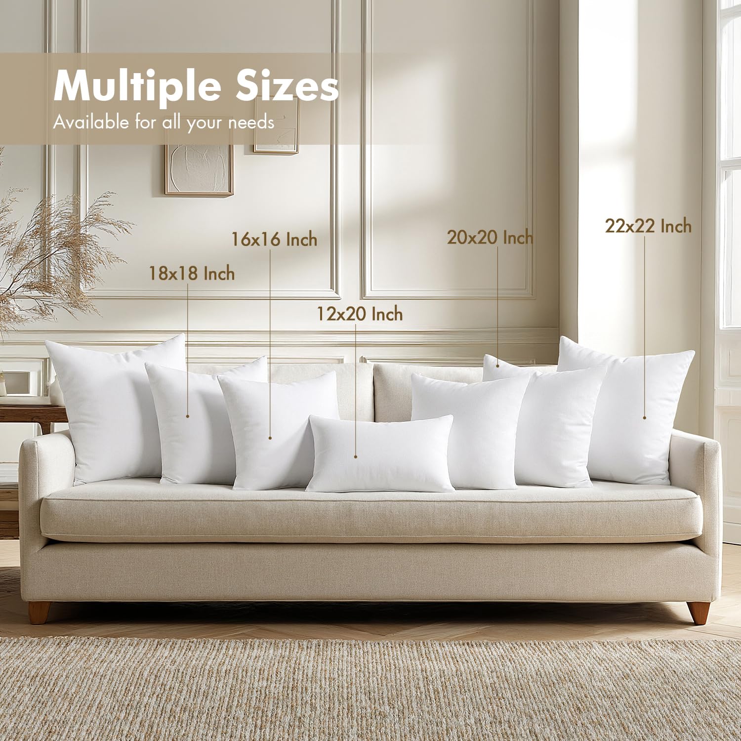 MIULEE 20x20 inserts providing firm support for back and lumbar comfort.