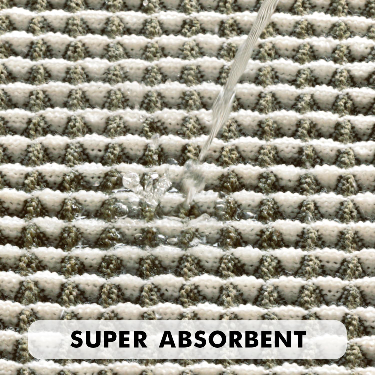 Ultra-absorbent waffle texture mat soaks up water quickly
