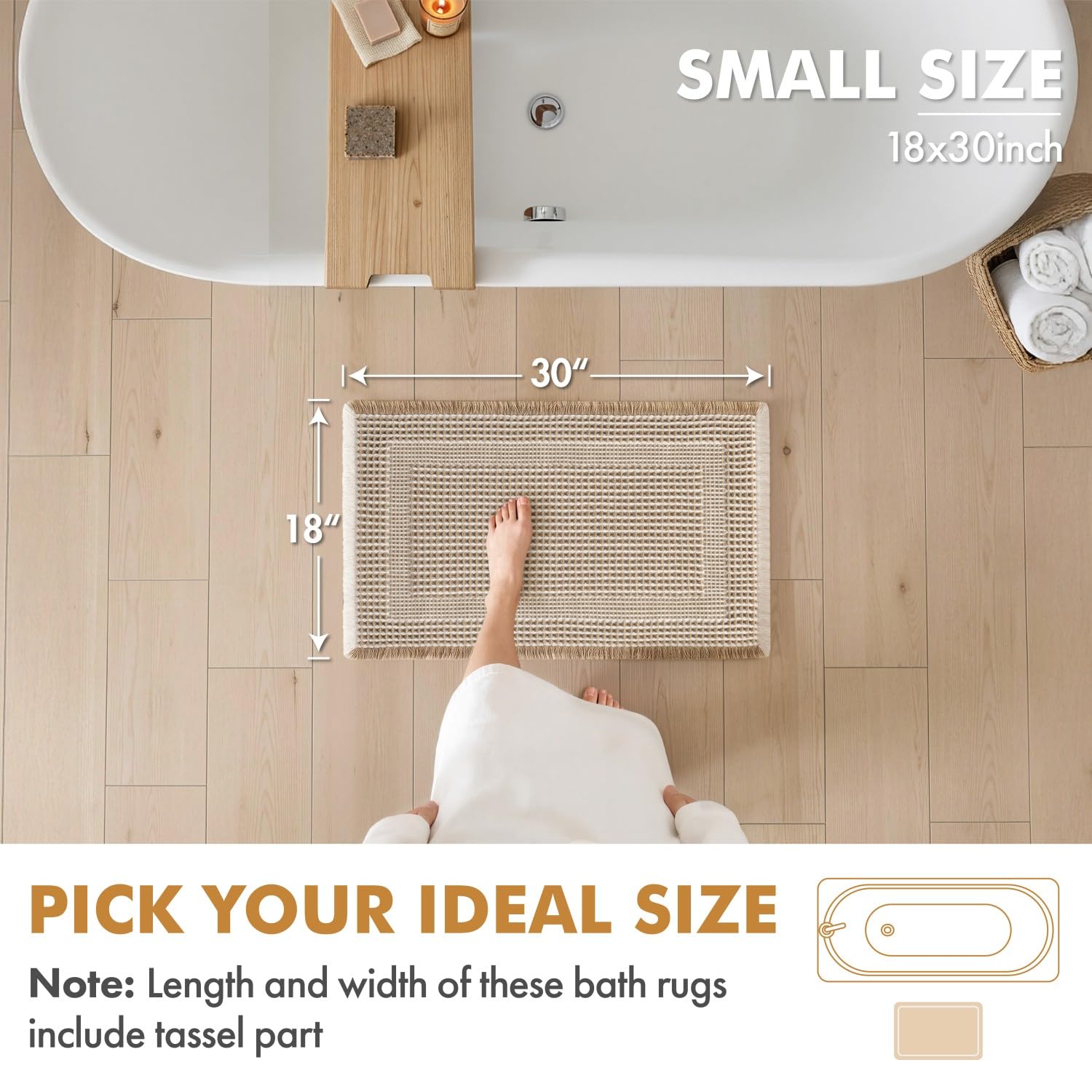 Absorbent MIULEE bath mats soak up water to keep floors dry.