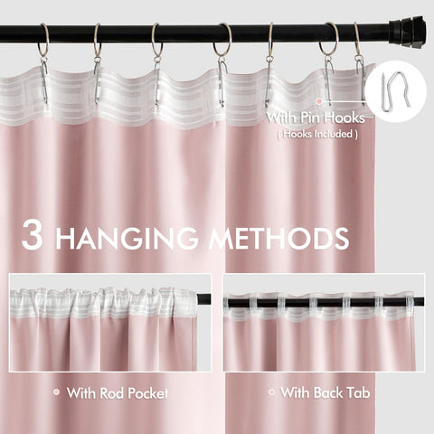 MIULEE Baby Pink blackout curtains back tab hanging style in a modern room