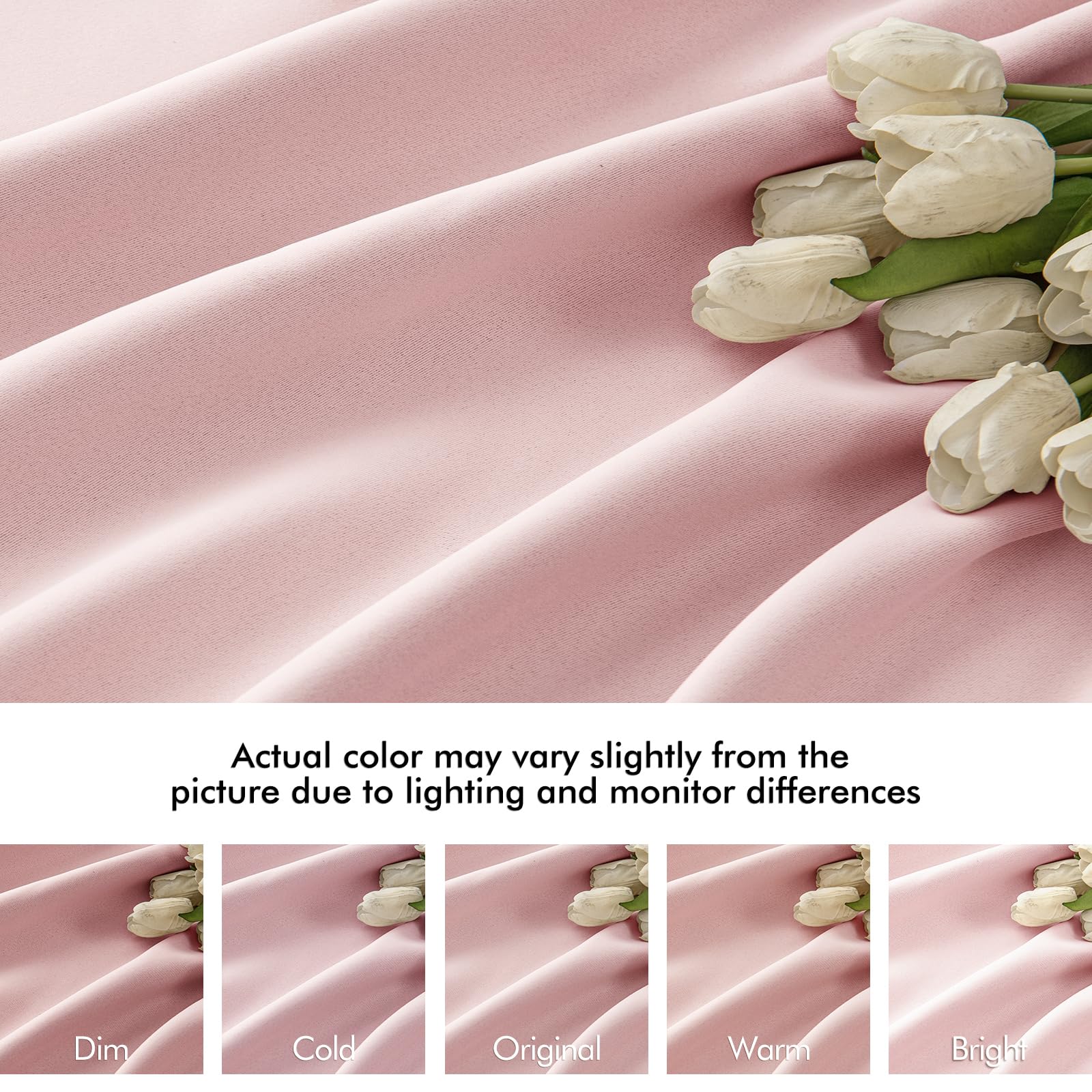 MIULEE Baby Pink blackout curtains help reduce glare and noise in bedrooms