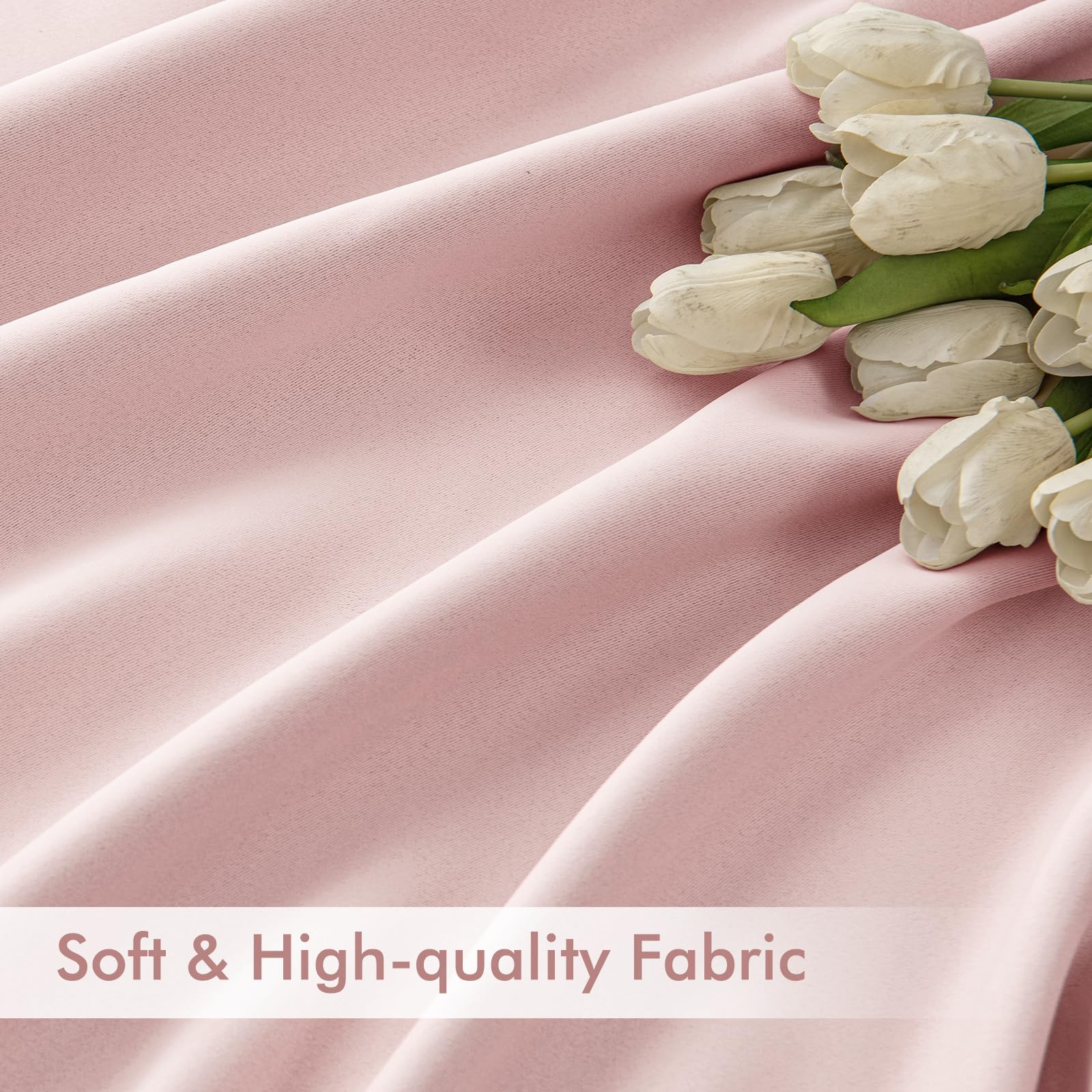 MIULEE Baby Pink blackout curtains provide privacy and light control in living room