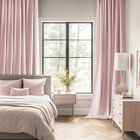 MIULEE Baby Pink blackout curtains shown with rod pocket hanging option