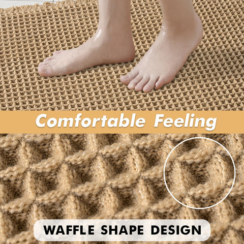 MIULEE waffle bath mats showing absorption properties in a test scenario