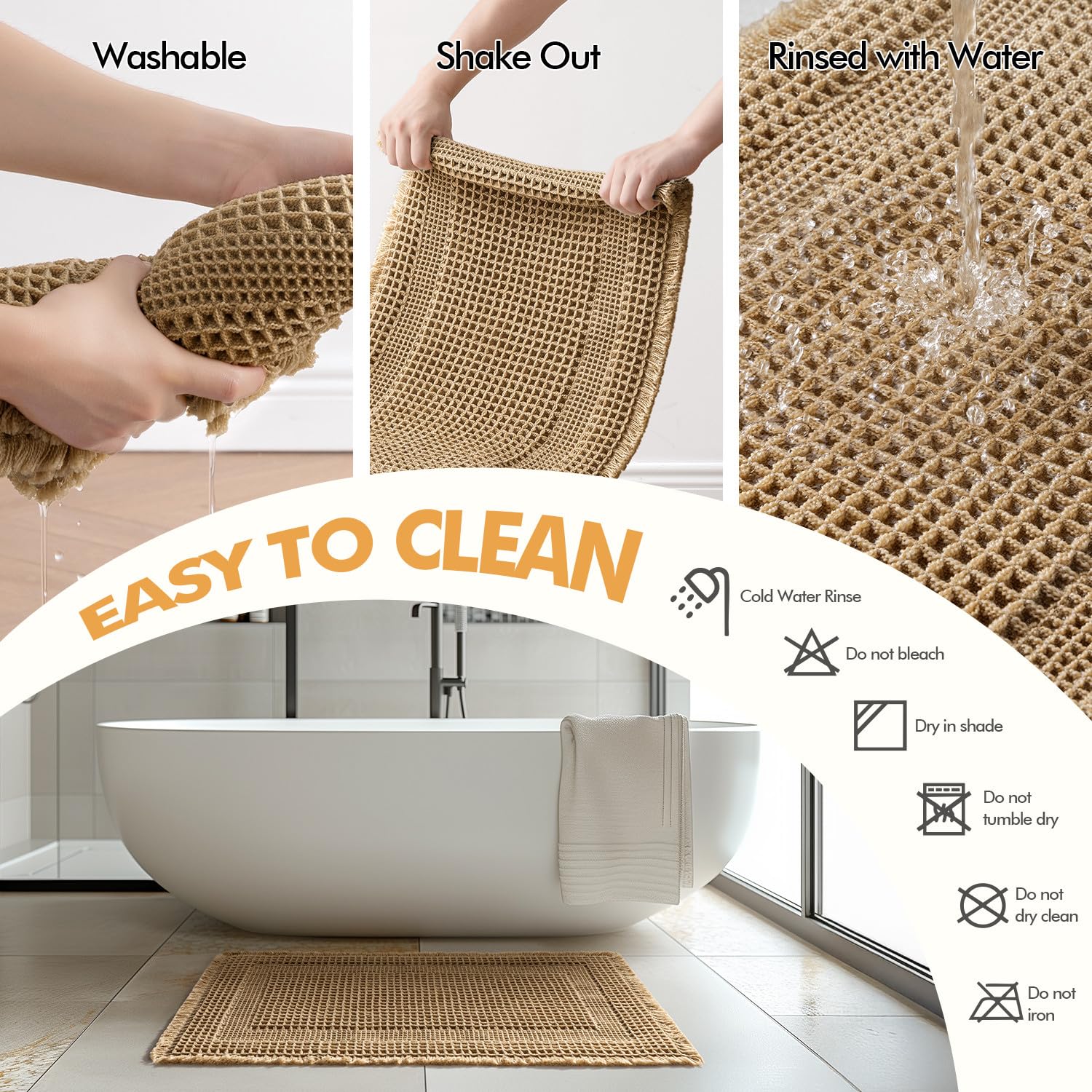MIULEE bathroom scene with mats adds cozy boho style.