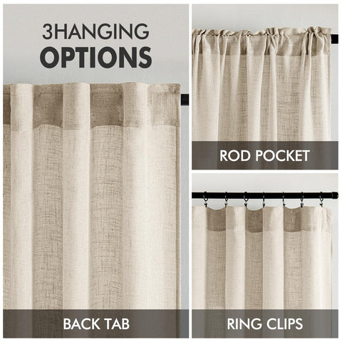 MIULEE beige linen curtain close-up shows cross-woven texture and warm tone.