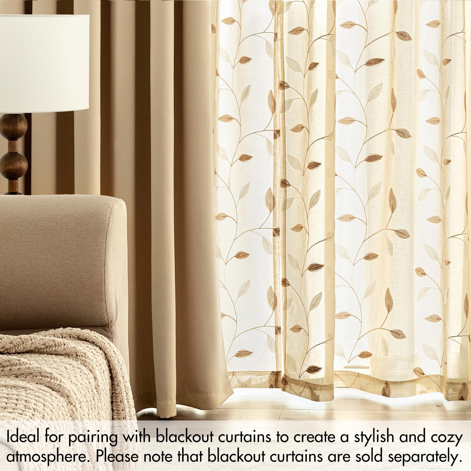MIULEE semi-sheer curtains create an airy dining room ambience