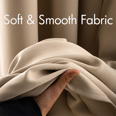 MIULEE beige thermal insulated curtains, side view showing thickness