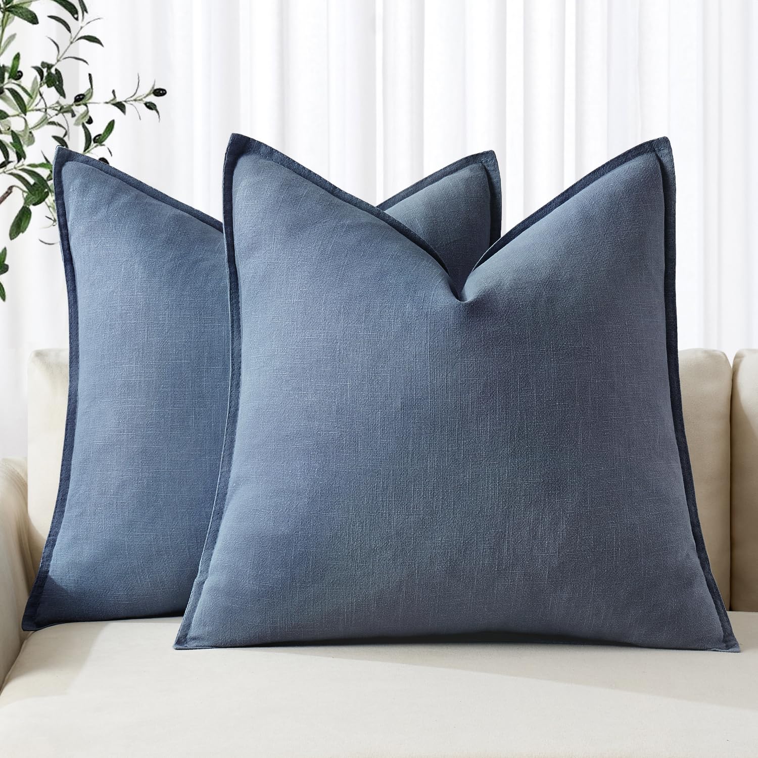 MIULEE blue ashes euro sham cover on a cushion for cozy living room decor