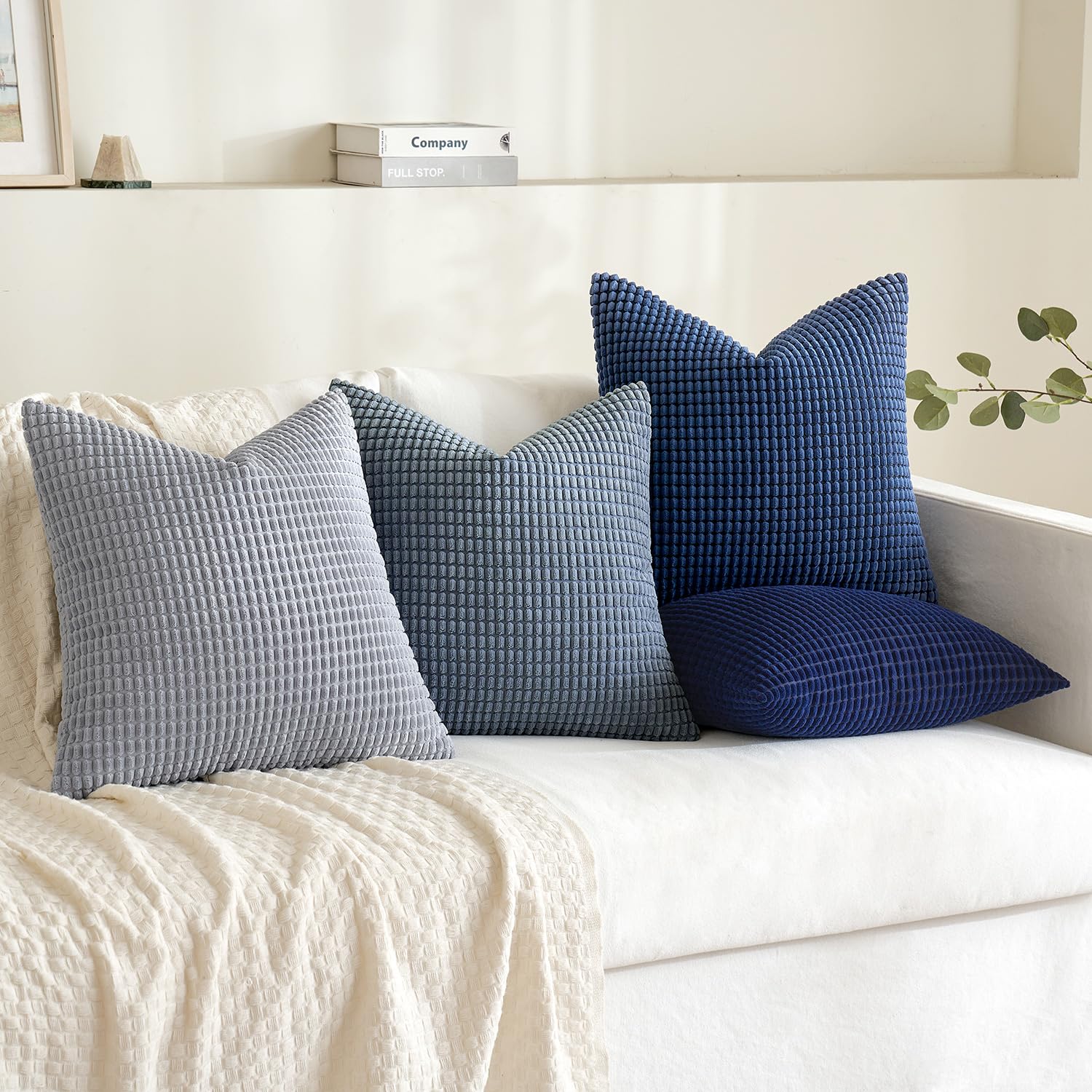 MIULEE blue decorative pillow covers set of four enhances boho and coastal living spaces.