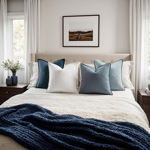 MIULEE blue pillow covers pack of four for coordinated sofa and bed styling.