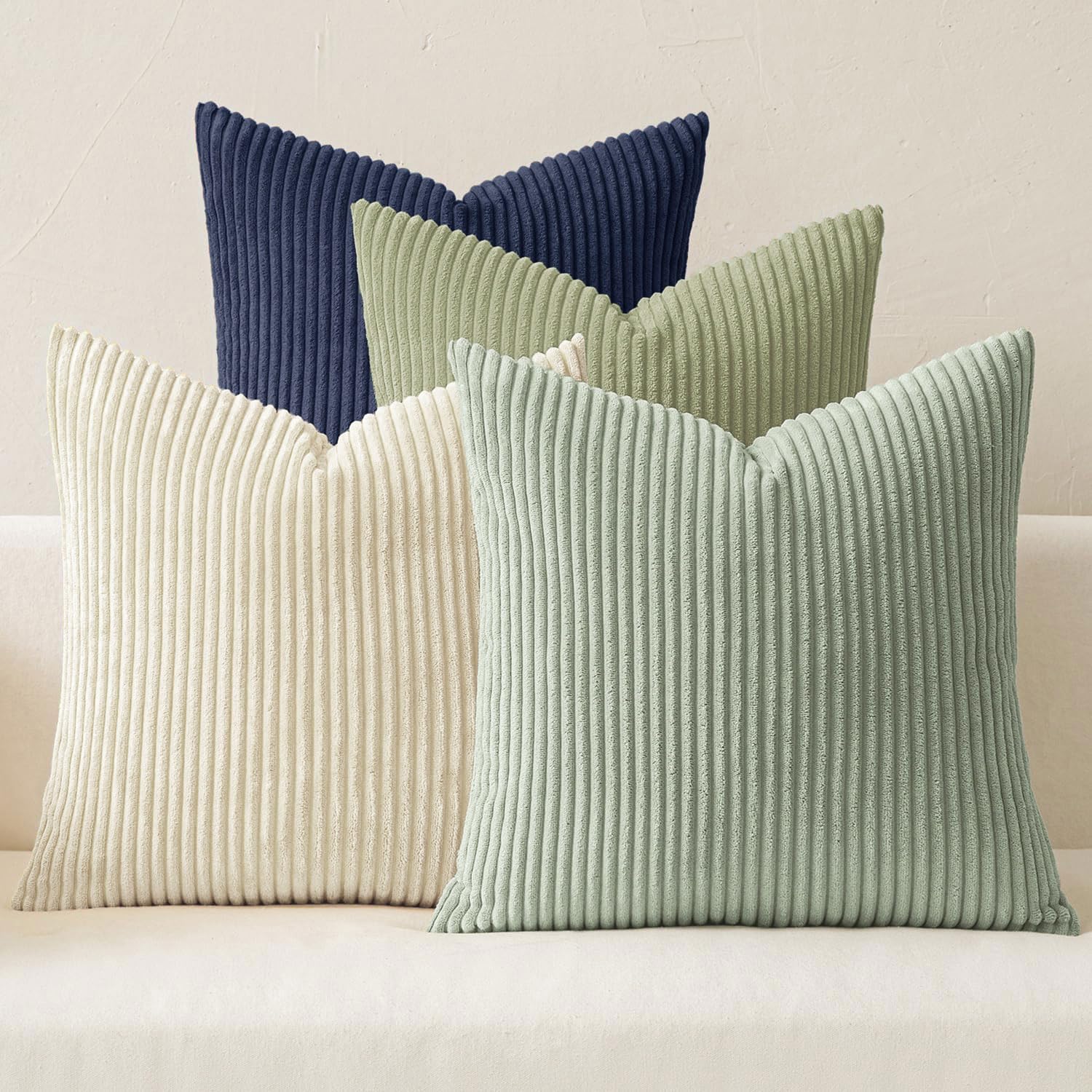 MIULEE boho corduroy pillow cover 18x18 teal adds soft texture to sofas and beds.