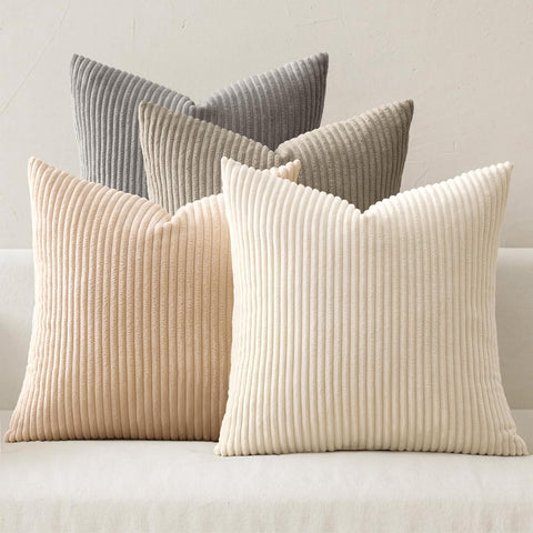 MIULEE Boho cream pillow cover close-up showing soft corduroy texture