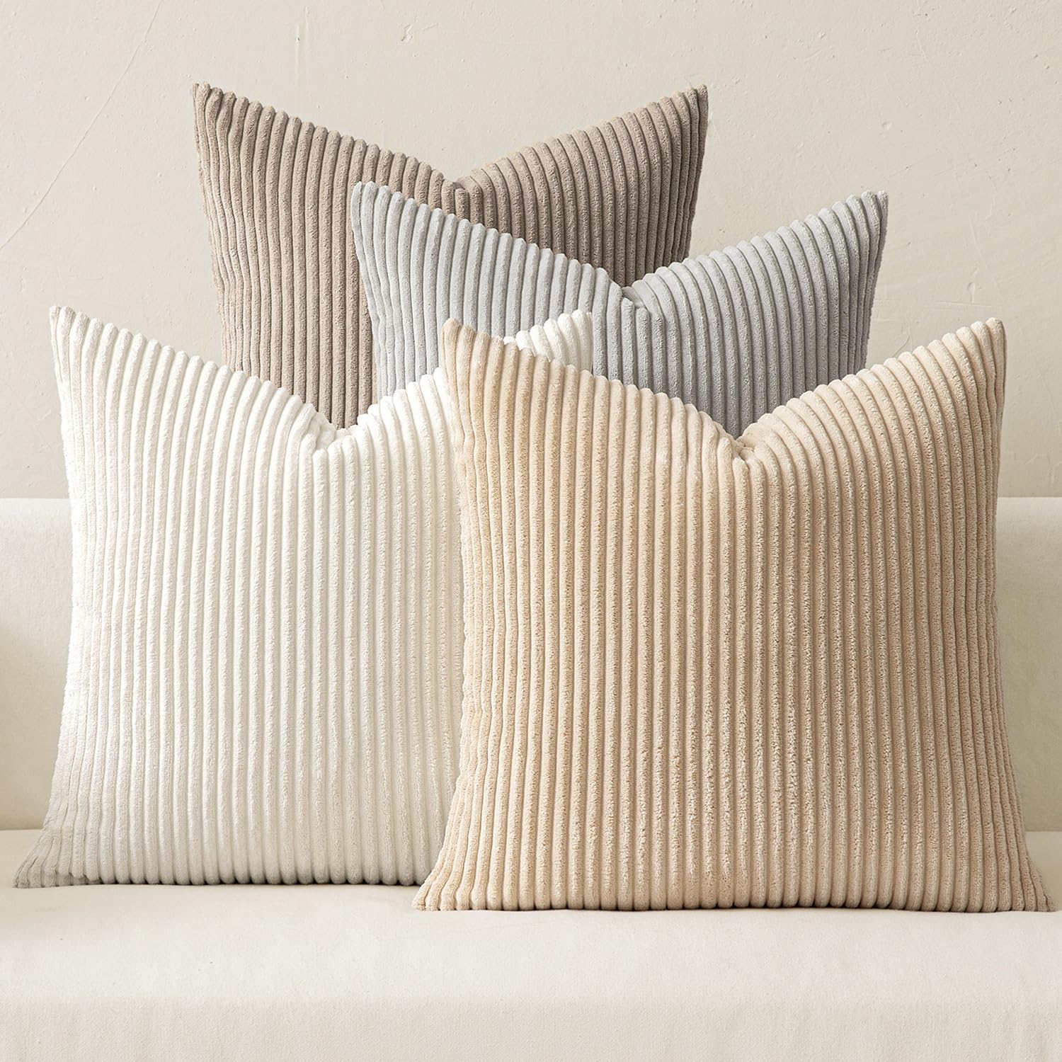 MIULEE corduroy texture close-up on boho farmhouse pillow cover for soft, premium touch.