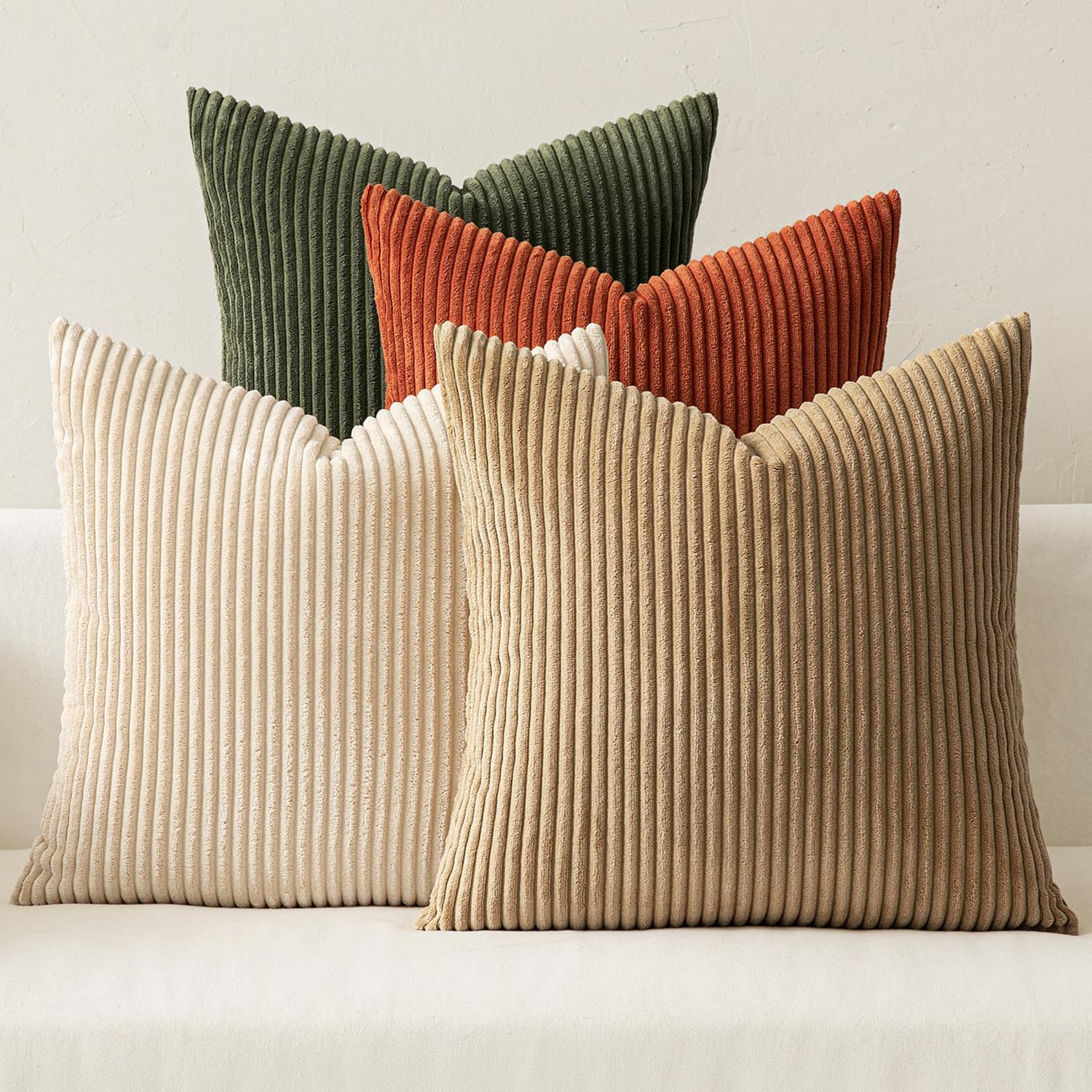 MIULEE boho farmhouse pillow cover with corduroy texture adds soft depth to any sofa.